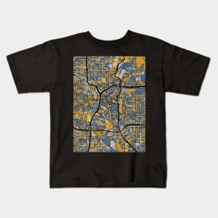 San Antonio Map Pattern in Blue & Gold Kids T-Shirt